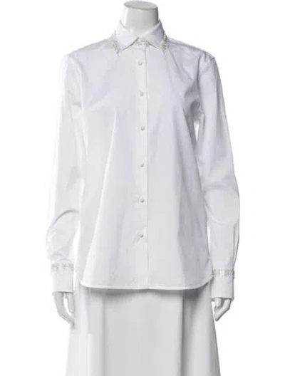 Pre-owned Ermanno Scervino Long Sleeve Button-up Top In White