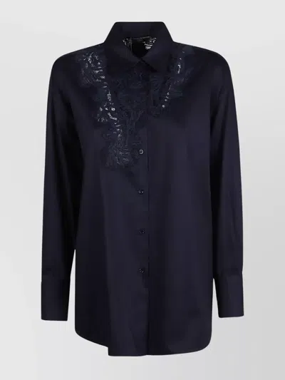 ERMANNO SCERVINO LONG SLEEVE COLLARED LACE DETAIL TOP