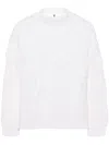 Ermanno Scervino Long Sleeve Crew Neck Sweater In White