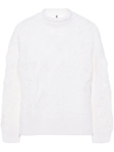 Ermanno Scervino Long Sleeve Crew Neck Sweater In White