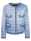 Ermanno Scervino Long Sleeve Quilted Downcoat With Denim Look In Blue