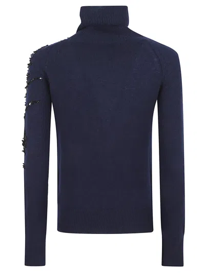 Ermanno Scervino Long Sleeve High Neck Sweater In Blue