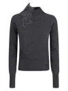 Ermanno Scervino Long Sleeve High Neck Sweater In Gray