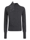 Ermanno Scervino Long Sleeve High Neck Sweater In Gray