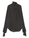 Ermanno Scervino High Neck Silk Shirt In Gray