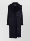 Ermanno Scervino Long Sleeve Suede Sheepskin Coat In Blue