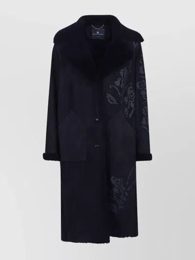 ERMANNO SCERVINO LONG SLEEVE SUEDE SHEEPSKIN COAT