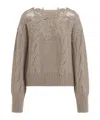 Ermanno Scervino Boat Neckline Cable Knit Pullover In Brown