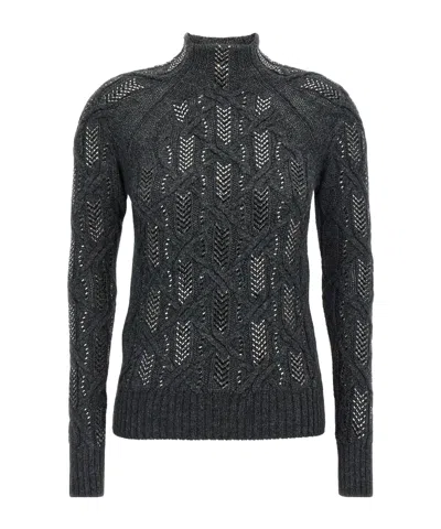 ERMANNO SCERVINO CRYSTAL-EMBELLISHED CABLE-KNIT SWEATER