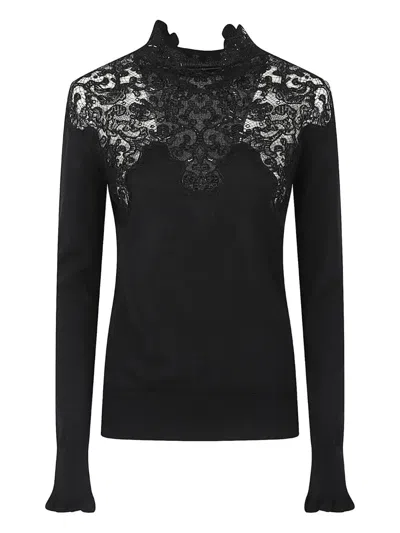 Ermanno Scervino Long Sleeve Sweater In Black