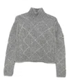 Ermanno Scervino High Neck Long Sleeve Knitwear Top In Gray