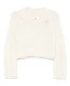 Ermanno Scervino Long Sleeve V-neck Sweater In Neutral