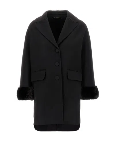 Ermanno Scervino Long-sleeved Coat In Black