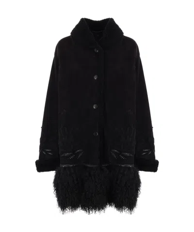 Ermanno Scervino Long-sleeved Coat In Black