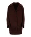 Ermanno Scervino Maroon Coat With Embroidered Motif In Brown