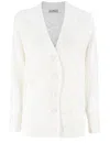 Ermanno Scervino Long-sleeved Cotton Knit Cardigan With Rose Pattern