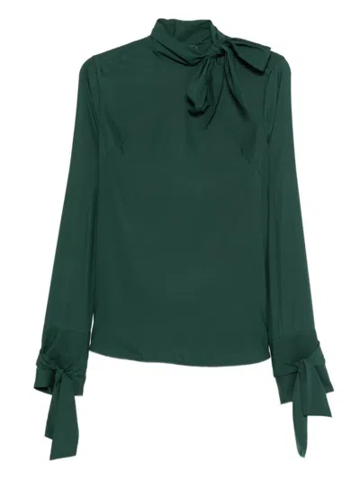 Ermanno Scervino Dark Green Stretch Silk Blouse
