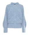 Ermanno Scervino Long-sleeved Knitted Cardigan In Blue