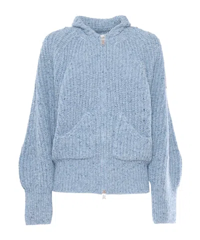 Ermanno Scervino Long-sleeved Knitted Cardigan In Blue