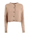 Ermanno Scervino Open-front Knit Cardigan In Fine Wool In Brown