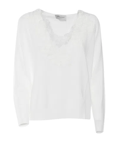 Ermanno Scervino Long-sleeved Knitted Sweater In White