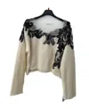 Ermanno Scervino Long-sleeved Lace Detail Sweater In Nude