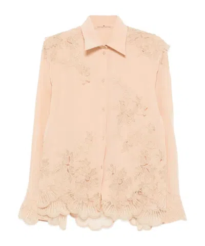 Ermanno Scervino Long-sleeved Lace Shirt In Gold