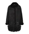 Ermanno Scervino Black Shearling Embroidered Coat In Black