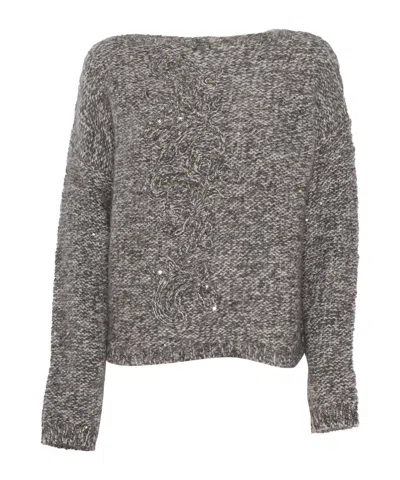 Ermanno Scervino Long-sleeved Pullover In Gray