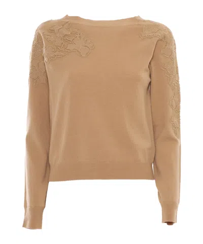 Ermanno Scervino Long-sleeved Pullover In Nude