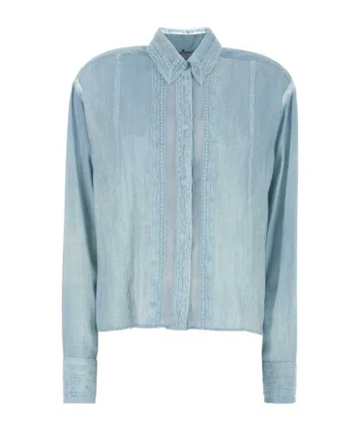 Ermanno Scervino Blue Embroidered Shirt