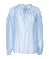 Ermanno Scervino Lace-trimmed Blouse In Blue