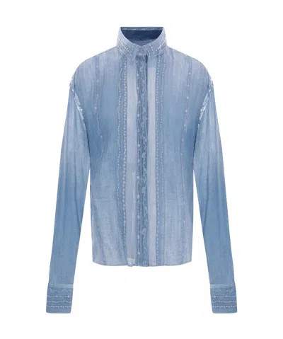 Ermanno Scervino Long-sleeved Shirt In Blue