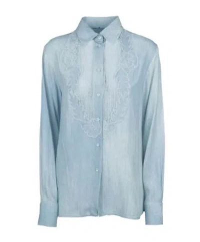 Ermanno Scervino Long-sleeved Shirt In Blue