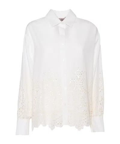 Ermanno Scervino Eyelet-embroidered Cotton Shirt In White