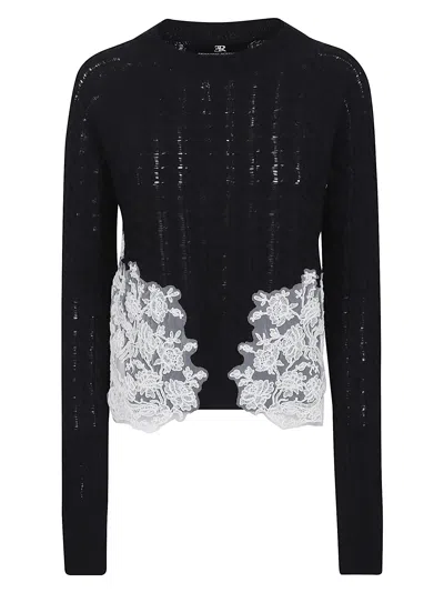 Ermanno Scervino Cable Knit Long Sleeve Sweater In Black