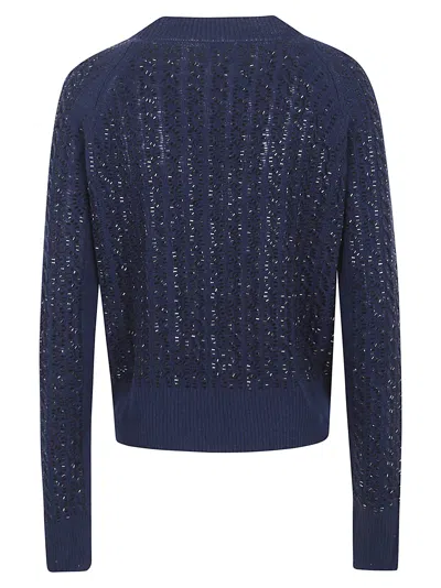 Ermanno Scervino Long Sleeved Sweater In Blue