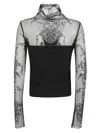 Ermanno Scervino High Neck Long Sleeve Knit Sweater In Black