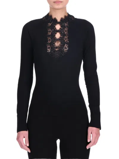 Ermanno Scervino Long-sleeved Sweater In Black
