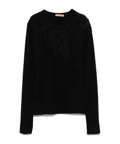 Ermanno Scervino Long-sleeved Sweater In Black
