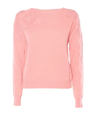 Ermanno Scervino Long-sleeved Sweater In Pink