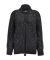 Ermanno Scervino Rhinestone-embellished Merino Wool Knit Cardigan In Black