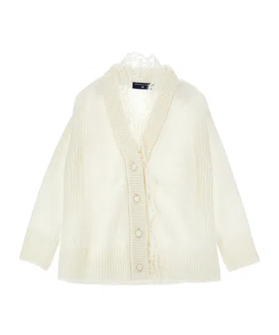 Ermanno Scervino Kids' Long-sleeve Cardigan In Neutral