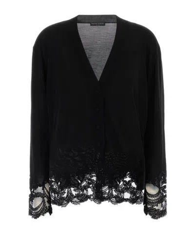 Ermanno Scervino Long-sleeve Open-front Cardigan In Black