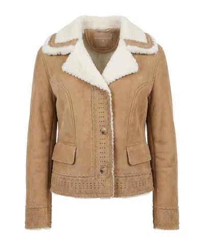 Ermanno Scervino Long-sleeved Leather Jacket In Brown
