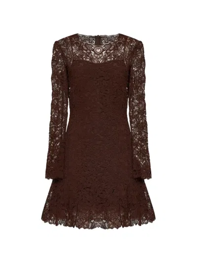 Ermanno Scervino Langärmeliges Minikleid In A-linie In Brown