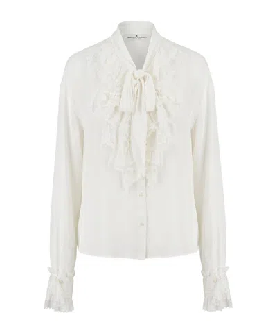 Ermanno Scervino Long-sleeved Tie-front Shirt In White