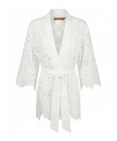 Ermanno Scervino Long-sleeved Tie-waist Cardigan In White
