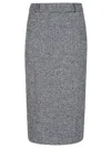 Ermanno Scervino Houndstooth Sheath Longuette Skirt With Back Split In Gray