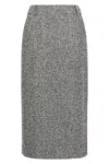 Ermanno Scervino Houndstooth Sheath Longuette Skirt With Back Split In Black